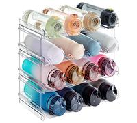 Lifewit Stackable Water Bottle Organiser for Cupboard, Freezer, Pantry, Plastic Cup Holder, Bottle Storage, Wine Racks for Kitchen Tabletop, Office - Pack of 4, Each Rack Holds 4 Containers