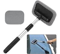 LIFEWTR Car Windshield Cleaner, Microfiber car Window Cleaner with 2 Reusable and Washable Microfiber Pads and Extendable Handle Auto Inside Glass Wiper Kit