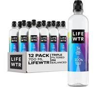 LIFEWTR Premium Purified Water, pH Balanced with Electrolytes, 100% recycled plastic bottles, 23.7 Fl Oz Flip Cap Bottles, 700 mL (Pack of 12)