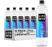 LIFEWTR Premium Purified Water, pH Balanced with Electrolytes, 100% recycled plastic bottles, 33.8 Fl Oz, 1L (Pack of 6)