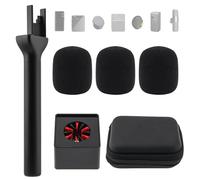 Lifexciting Wireless Mic Handle Microphone Handheld Stand Adapter with Channel Flag Box 3 Pop Filter Wind Muff for Lavalier Mic Holder for Outdoor Recording Vlogging Interview Podcast Reports