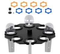Lifexiciting Multi Microphone Holder Up to 8 Mics for 5/8"-27 or 3/8"-16 Thread Mic Stand, Metal Mic tray for Wired Wireless Mics Studio Stage Display Organizer