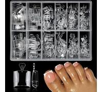 Lifextol 240pc Soft Gel Toe Nail Tips Short Fake Toenail Tips Square Fake Toe Nail Tips for Toes Press on Toenails, Clear False Toe Nail Press ons, 12 Size French Artificial Toe Tips Acrylic Nails