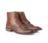 Liffey Leather Lace up Pebble Grain Zip Boot Amen Shoes Brown 8