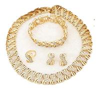 LifflyLadys Fashion Crystal Jewelry Set 18k Gold Plated Jewelry for Women Rhinestone Clear Crystal Necklace Earrings Accessories Gifts for Prom Wedding, Metal, Crystal Rhinestone