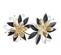 Liffy Black Gold Metal Flowers Wall Decor,15" 3D Multi-layer Modern Floral Art, Rustic Distressed Hanging Decor for Indoor, Bedroom Living Room Garden Patio, Home Decoration
