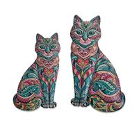 LIFFY Boho Cat Metal Wall Decor - Cute Hanging Meal Wall Art, Farmhouse Decor Meets Mid-Century Bohemian, Modern Decoration, Lovely Cat Gifts, for Women