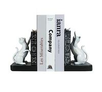 LIFFY Decorative Bookends, Heavy Duty Book Holder, Non Skid Bookshelf Stopper, Cute Cat Book Ends for Shelves, Study, Office Desk (Resin)