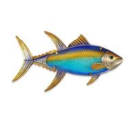 Liffy Metal Fish Wall Art Glass Hanging Nautical Outdoor Decor Sculpture for Pool or Bathroom