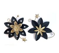 LIFFY Metal Flower Wall Decor, Black & Gold Floral Metal Wall Art for Indoor Outdoor,Black Wall Decor Boho Modern Wall Decor for Bathroom, Living Room, Bedroom, Porch, Garden, Yard (Black & Gold 2)