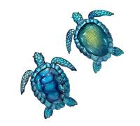Liffy Metal Turtle Wall Art Decor Ocean Wall Hanging Coastal Wall Sculptures Beach Theme Wall Decoration for Indoor Outdoor Bathroom Beach Garden Pool (10", 2 pcs)