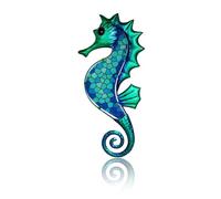 Liffy Seahorse Metal Wall Art Decor, Blue Sea Life Hanging Sculpture, Beach Theme Wall Artwork Decorations for Indoor Outdoor (Blue mosaic seahorse)