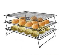 Lifhety 3 Tier Cooling Rack Large, 42.5x27.7cm Stackable Cake Cooling Rack for Baking, Collapsible Oven Wire Rack, Heavy-Duty Kitchen Baking Accessories for Bread, Cookies, Muffins