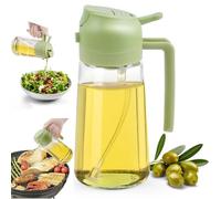 Lifhety Oil Spray Bottle, 2 in1 Olive oil Sprayer Glass 20.3oz /600ml, Dual Feature Cooking Oil Dispenser Mister Vinegar for Kitchen, Air Fryer, BBQ, Vegetable (Green)