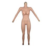 LIFI Silicone Breast Forms Crossdressing Breast Bodysuit Breast Plate, High Collar Silicone False Boobs Fake Breasts Bodysuit for Crossdressing Transvestite Cosplay (Brown-C Cup)