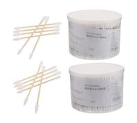 LIFKICH 1000pcs Double Ended Spiral round Pointed Tips Cotton and Wood Makeup Application for Cosmetic and Travel Use