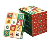 LIFKICH 10pcs Christmas Biscuit Dividing Box with 12-gird Paper Compartments, Xmas Style Christmas Candy Dividing Box for Parties and Weddings