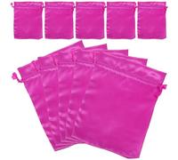 LIFKICH 10Pcs Satin Wig Bags with Drawstring, Portable Silk Storage Pouches for Wigs and Hair Extensions, 15X20Cm Travel Satin Packaging Bags in Rose Red