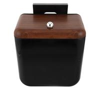 LIFKICH 12l Hanging Plastic Garbage Bucket with Lid for Bathroom and Office, Mountable Space-saving Design, Minimalist Black Abs Waste Bin for Countertop or Wall,