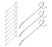 LIFKICH 12pcs Pegboard Hooks Universal Compatibility Iron Board Hooks with 2.5cm Pitch Holes Silver Simple Style for Home and Supermarket Organizing