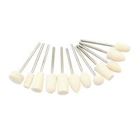 LIFKICH 12pcs Wool Grinding Heads Bit Set for Nail Polishing Manicure Nail Grinding Heads Beige Wool Buffing Burrs for Precise Care and Professional Salon Use