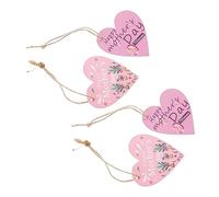 LIFKICH 24pcs Mother's Day Heart Wood Slices Hanging Tag Ornaments for Box Decoration and Wall Pendant