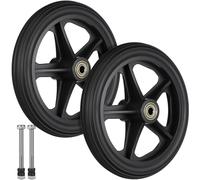 LIFKICH 2Pcs 7 Inch Solid Rubber Wheelchair Front Wheels Replacement with Bearings Axles, Black Caster Parts for Manual Rollators and Folding Walking Frames