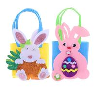 LIFKICH 2pcs Easter Bunny Basket for Easter Empty Supply Felt Handbag with DIY Creativity and Candy Filling in Pink and White and Preparations