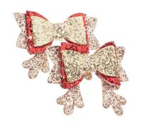 LIFKICH 2pcs Glitter Bow Hair Clips with Butterfly and Snowflake Shapes, Pu Material, Sturdy Alligator Clips for Parties and Holidays, Adorable Hair Accessories