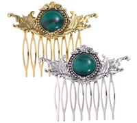 LIFKICH 2pcs Lady Side Hair Combs Set, Alloy and Resin Decorative Hairdressing Combs for Women, Simple and Elegant Ethnic Style, Convenient Hairstyling Accessory Not Easy to Deform