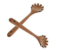 LIFKICH 2pcs Long Handled Wooden Pasta Spoon Pasta Spaghetti Spoon Server Chocolate