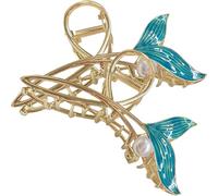 LIFKICH 2pcs Mermaid Tail Hair Claw Clips for Thick Hair Large Alloy Pearl with Strong Hold Convenient Use on Thanksgiving Or Valentines