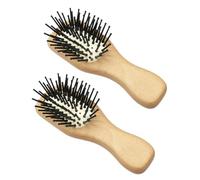 LIFKICH 2pcs Mini Cushion Hair Comb Set, Small Portable Wooden Scalp Massage Detangling Brush for Travel, Anti-static Bristle Hairbrush for Women and Men