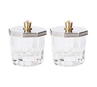 LIFKICH 2Pcs Nail Tiny Cups Glass Crystal Dappen Dishes with Lids for Nail Art Practice and Manicure Accessories