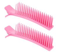 LIFKICH 2Pcs Pink Small Hair Sectioning Clips with Comb, Professional Salon Hair Clips for Layering, Coloring, and Styling Hairdresser Accessories