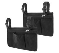 LIFKICH 2pcs Wheelchair Accessory Pouch Side Storage Bag Portable Oxford Cloth Organizer with Cup Holder and Plastic Frame Support for Outdoor Activities Elderly Patients
