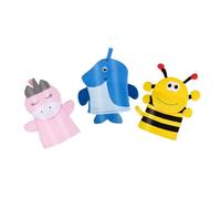 LIFKICH 3pcs Bath Scrubbers Animal Shower Mitts Exfoliating Gloves Soft Back Scrubber for Shower Hanging Design for Boys