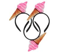 LIFKICH 3pcs Ice Cream Headbands for Women Fabric Hair Accessories with Universal Fit and Multifunctional Use, Cute Pink Spa Headbands for Makeup Application and Hair Styling