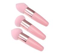 LIFKICH 3pcs Makeup Sponge Applicators for Travel Use, Wet and Dry Dual-use Latex Makeup Pens with Compact, Skin-friendly Mushroom Head Design, Soft Pink Facial Powder Style