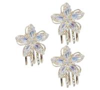 LIFKICH 3pcs Small Flower Claw Clamp Hair Clips for Women Alloy Material Stylish Hair Clasp Ornament for Everyday Use Makeup Bath Parties and