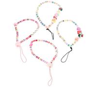 LIFKICH 4pcs Beaded Phone Wrist Strap Keychain Pendant Polymer Clay Material Universal Mobile Phone Lanyard to Protect being Lost Suitable for Backpack and Key Chain