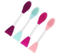 LIFKICH 4Pcs Dual-Ended Silicone Face Mask Brush Set with Flat Head and Stirring Stick, Multi-Color Facial Mask Applicators for DIY Skincare and Face Care Tools