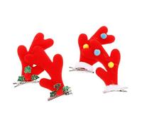 LIFKICH 4pcs Hair Clips Hair Pin Deer Horn Shape Cloth Classic Adorable Design for Students Party Dancing Christmas Accessories Random Style