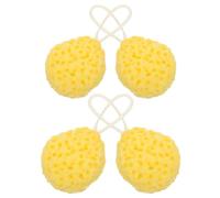 LIFKICH 4pcs Soft Honeycomb Bath Sponges for Showering, Skin Friendly Sponge with Gentle Cleansing and Rich Foam Creation, Vibrant Yellow Colour for Daily Use Bath Accessories