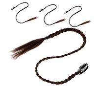 LIFKICH 4Pcs Synthetic Braided Ponytail Extension Long Hair Piece Natural Soft Wrap around Ponytail Hair Extensions for Women Daily Wear Light Brown