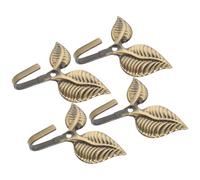 LIFKICH 4pcs Wrought Iron Wall Hooks Vintage Leaf Shape Decorative Coat Hooks Metal Key Holder for Entryway Bathroom Bedroom Wall Mounted Storage Organizer
