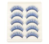 LIFKICH 5 Pairs Blue Colored Fake Eyelashes with Rhinestones, Soft Fiber Material, Easy to Use Lash Extension Supplies for Personal Use, Stylish Dramatic Lashes with Appealing Look