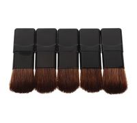LIFKICH 5pcs Mini Makeup Brushes Portable Foundation Brush Compact Soft Fiber Bristles Nylon Fiber Handle Easy to Carry Black for On-the-go Touchups