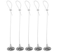 LIFKICH 5pcs Wire Rope Hooks Ceiling Sign Hanger Zinc Alloy Anti-Slip Rust-Resistant Silver Hanging System for Galleries Home Decorations