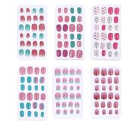 LIFKICH 6 Boxes Fake Nails Short Fake Fingernails Abs Material Easy to Apply Create Nail Art Adorable Childlike Styles for Graduation Party Assorted style